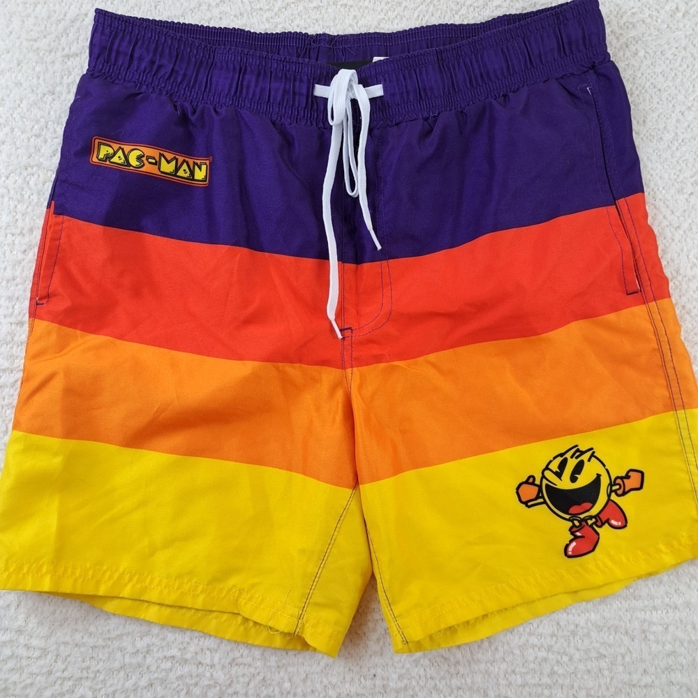 Pac-Man Swimming Trunks Medium Men's   Upf +50 Uv Protection Shorts